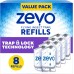 Zevo Flying Insect Trap Refill - for The Zevo MAX & Standard Indoor Fly Trap - Catch Gnats, House & Fruit Flies - Easy to Use - Mess-Free Disposal (8 Refill Cartridges)