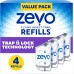 Zevo Flying Insect Trap Refill - for The Zevo MAX & Standard Indoor Fly Trap - Catch Gnats, House & Fruit Flies - Easy to Use - Mess-Free Disposal (4 Refill Cartridges)