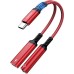 ZOOAUX USB C to 3.5mm Headphone and Charger Adapter,2 in 1 USB C to Aux Audio Jack with PD 60W Fast Charging Dongle Cable Cord for S23/S22/S21 Ultra, iPad Pro,Pixel4 3 XL (Red)