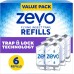 Zevo Flying Insect Trap Refill - for The Zevo MAX & Standard Indoor Fly Trap - Catch Gnats, House & Fruit Flies - Easy to Use - Mess-Free Disposal (6 Refill Cartridges)